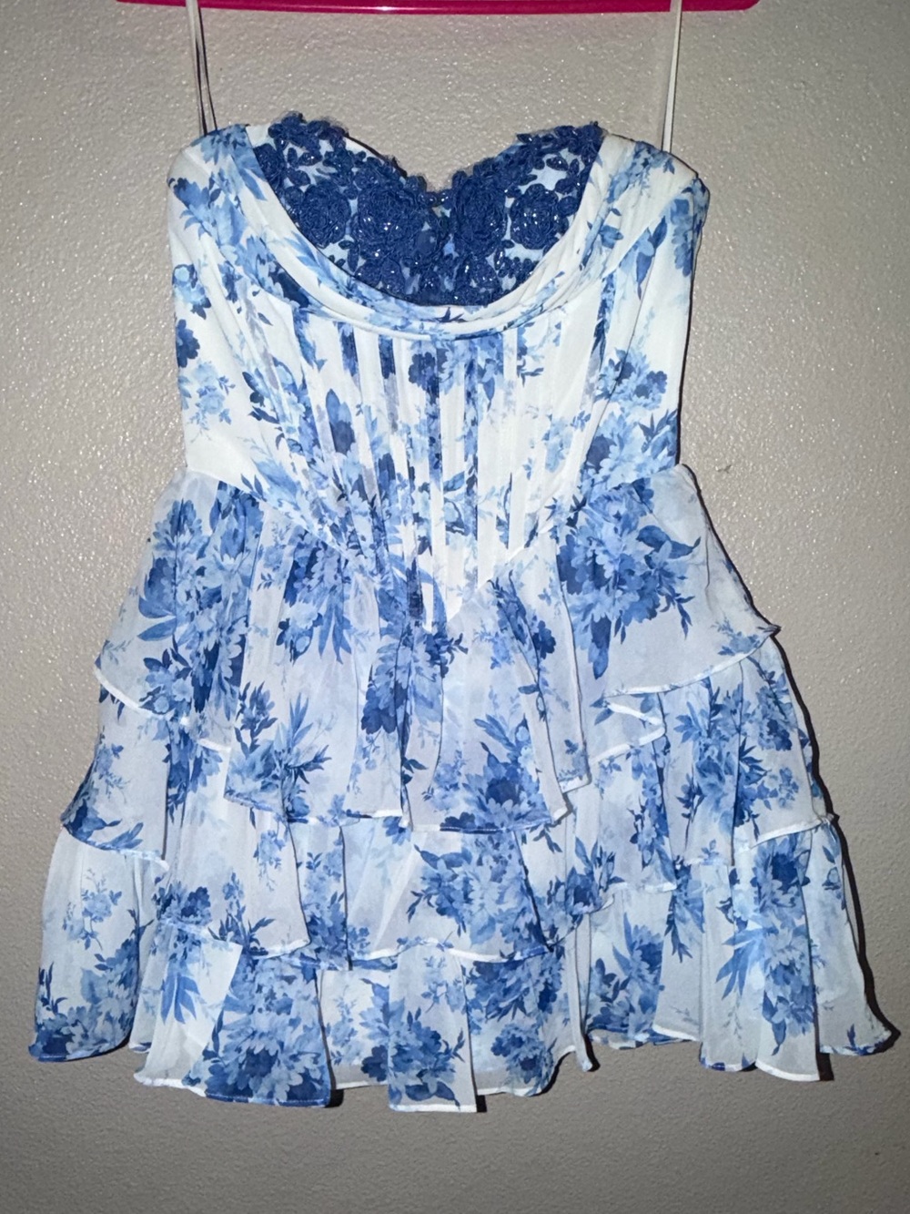 JR Blue Floral Ruffle Dress